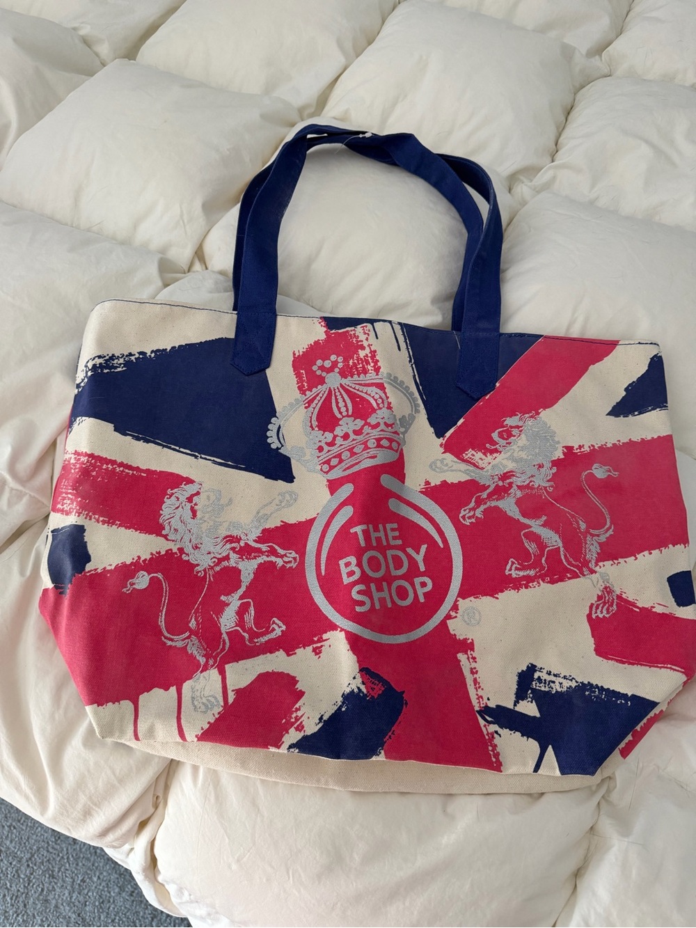 The Body Shop Canvas Tote in Red, Navy & Cream Union Jack Design